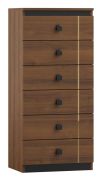 Kommode Mojokerto 04, Farbe: Walnuss / Schwarz - Abmessungen: 121 x 55 x 39 cm (H x B x T)