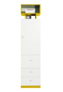 Jugendzimmer - Schrank "Geel" 25, Weiß / Gelb - Abmessungen: 195 x 45 x 40 cm (H x B x T)