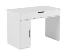 Schminktisch | 110 x 60 x 76,5 cm | 1 Schublade | Weiß | Soft-Close Funktion | 1 Drehtür | 2 Fächer | modernes Design | für Schlafzimmer