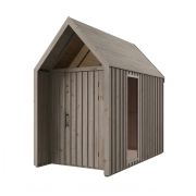 Gartenhaus| Dreieckfenster | Grau-Beige | Grundfläche: 4,64 m² | Skandinavischer Style | Satteldach | Außenmaße: 162,4 x 285,7 cm | Malmö 15