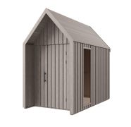 Gartenhütte mit Fenster aus Sicherheitsglas | Grau-Braun | 162,4 x 207,7 cm | Grundfläche: 4,50 m² | Skandinavischer Style | Satteldach | Fichtenholz | Malmö 18