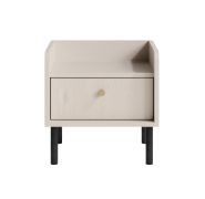 Nachtkommode | Farbe: Beige mit Holzstruktur | schlichtes Design | 1 Schublade | Maße: 40 x 36 x 41 cm | Beine & Griffe: Metall | für Schlafzimmer