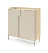 Kommode | Farbe: Eiche Mavelie / Macadamia | 2 Drehtüren | 3 Fächer | 103 x 42 x 110 cm | Push-to-open Funktion | Beine: Metall | für Wohnzimmer