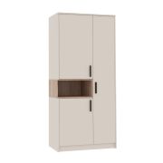 Kleiderschrank | viel Stauraum | Fafe 01 | Kaschmir / Eiche Cremona | 195 x 88 x 54 cm | eine Kleiderstange | 8 Fächer | 3 Türen | Soft Close