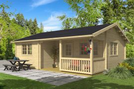 Ferienhaus Madrisa 03 inkl. Fußboden - 70 mm Blockbohlenhaus, Grundfläche: 43,8 m², Satteldach