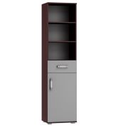 Regal Tabubil 22, Farbe: Wenge / Grau - Abmessungen: 200 x 50 x 41 cm (H x B x T)