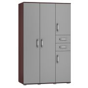 Schrank Tabubil 33, Farbe: Wenge / Grau - Abmessungen: 200 x 120 x 60 cm (H x B x T)