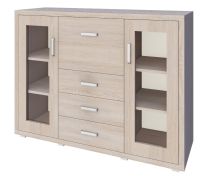 Vitrine Kerowagi 17, Farbe: Sonoma Eiche - Abmessungen: 105 x 140 x 41 cm (H x B x T)