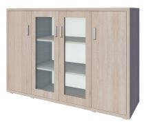 Vitrine Kerowagi 19, Farbe: Sonoma Eiche - Abmessungen: 125 x 190 x 41 cm (H x B x T)