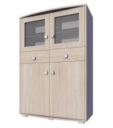 Vitrine Rabaul 06, Farbe: Sonoma Eiche - Abmessungen: 150 x 110 x 40 cm (H x B x T)