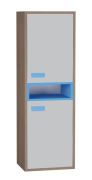 Jugendzimmer - Schrank Michael 01, Farbe: Eiche Braun / Grau / Blau - 138 x 45 x 34 cm (H x B x T)