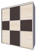 Schiebetürenschrank / Kleiderschrank Rabaul 37, Farbe: Sonoma Eiche hell / Sonoma Eiche dunkel - Abmessungen: 210 x 160 x 60 cm (H x B x T)