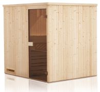 Elementsauna Kawir 68 mm mit Dachkranz - Außenmaße (B x T x H): 244 x 244 x 199 cm