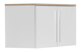 Aufsatz für Drehtürenschrank/ Kleiderschrank Burgos 01, Farbe: Eiche / Weiß - 45 x 80 x 38 cm (H x B x T)