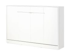 Schrankbett horizontal | Klappbett | Wandbett | Liegefläche 120 x 200 cm | Einzelbett | Farbe: Weiß | inkl. Lattenrost | 2 Ablageflächen | Nalut 11