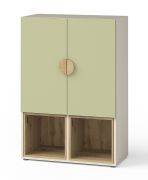 Kommode Maräne 06, Farbe: Kaschmir / Eiche Artisan / Grün - Abmessungen: 117 x 80 x 40 cm (H x B x T)