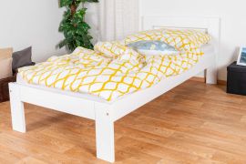 Weißes Einzelbett, modernes Gästebett Kiefer Massivholz 74, inkl. Lattenrost, Matratzenmaße 90 x 200 cm, professionell verarbeitet, hohe Qualität