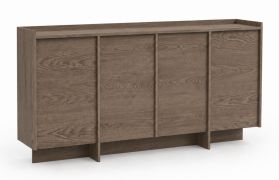 Schlichte Kommode Illgau 01, Baltic Storm - Dunkelbraun, 90 x 200 x 38 cm, mit 4 Türen und 6 Fächern, Push-to-open System, hochwertig verarbeitet, Soft Close System
