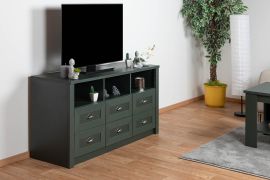 Kommode Segnas 03, Farbe: Grün - 68 x 130 x 43 cm (H x B x T)