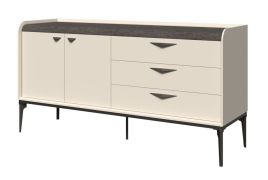 Kommode in Creme | 2 Türen | 3 Schubladen | 86 x 167 x 50 cm | Soft Close System | Metallbeine | 2 geräumige Fächer | Metallgriffe