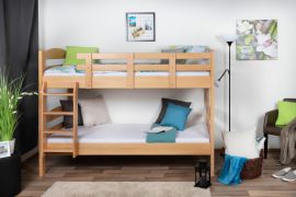 Etagenbett für Erwachsene "Easy Premium Line" K18/n, Kopfteil mit Löchern, Buche Vollholz massiv Natur - 90 x 190 cm, (L x B) teilbar