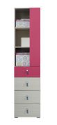 Kinderzimmer - Schrank "Felipe" 06, Rosa / Weiß - Abmessungen: 190 x 45 x 40 cm (H x B x T)