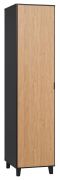 Drehtürenschrank / Kleiderschrank Leoncho 38, Farbe: Schwarz / Eiche - Abmessungen: 195 x 47 x 57 cm (H x B x T)