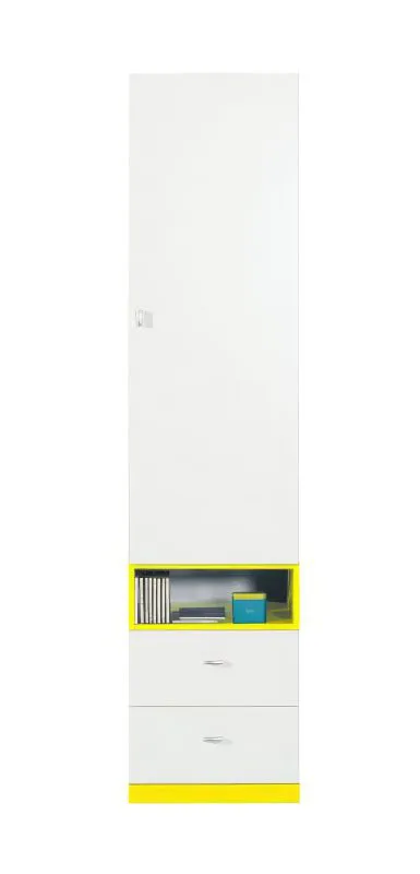 Jugendzimmer - Schrank "Geel" 24, Weiß / Gelb - Abmessungen: 195 x 45 x 40 cm (H x B x T)