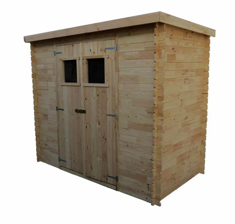 Kleines Holz-Gerätehaus - 1,3 x 2 Meter - aus Holz / Blockbohlen - inkl. Dachpappe - Satteldach Abbildung
