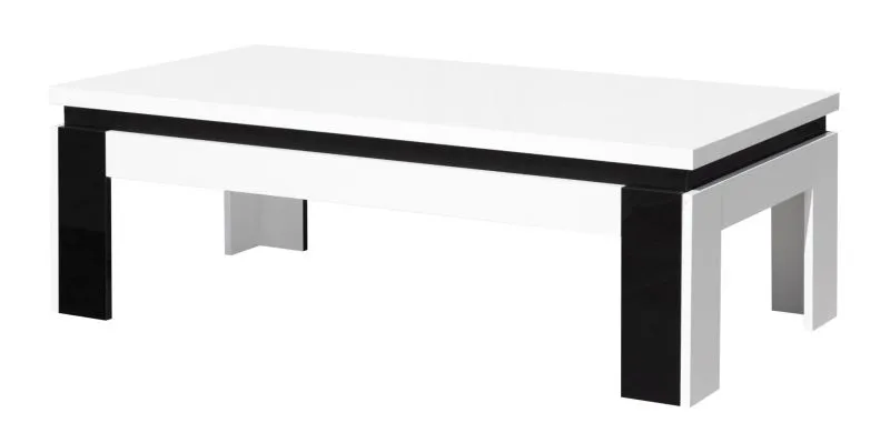Couchtisch Loungetisch Farbe: Weiß / Schwarz 42x125x65 cm, Wohnzimmertisch Beistelltisch Clubtisch Abbildung
