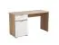 Schreibtisch Sonomi 01, Farbe: Eiche Sonoma / Weiß, eine Schublade, ABS-Kanten, eine Tür, Griffe: Grau, zwei Fächer, Maße: 75,5 x 130 x 50 cm, für Büro