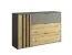 Kommode / Sideboard mit drei Schubladen Dionysos 05, eine Tür, Farbe: Eiche Artisan / Graphitgrau, zwei Fächer, modernes Design, Maße: 79,5 x 125 x 35 cm
