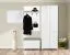 Garderobe mit Sitzbank Sabadell 04, Farbe: Weiß / Weiß Hochglanz - 209 x 80 x 38 cm (H x B x T)