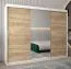 Schiebetürenschrank / Kleiderschrank Bisaurin 6B mit Spiegel, Farbe: Weiß matt / Eiche Sonoma - Abmessungen: 200 x 250 x 62 cm ( H x B x T)
