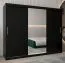 Schiebetürenschrank / Kleiderschrank Bisaurin 6B mit Spiegel, Farbe: Schwarz - Abmessungen: 200 x 250 x 62 cm ( H x B x T)