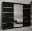 Schiebetürenschrank / Kleiderschrank Jan 06B mit Spiegel, Farbe: Schwarz - Abmessungen: 200 x 250 x 62 cm ( H x B x T)