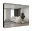Drehtürenschrank / Kleiderschrank | Farbe: Walnuss | drei Kleiderstangen | Soft-Close-Funktion | 2,5 Meter breit | fünf Spiegeltüren | Griffe: Silber