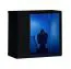 Stylische Wohnwand mit LED-Beleuchtung Volleberg 05, Farbe: Weiß / Schwarz - Abmessungen: 140 x 260 x 40 cm (H x B x T), mit Push-to-open Funktion