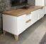 TV-Unterschrank Safotu 01, Farbe: Weiß Hochglanz / Walnuss - 56 x 180 x 46 cm (H x B x T)