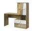 Schreibtisch mit Schrankanbau Sirte 11, Farbe: Eiche / Weiß Hochglanz - Abmessungen: 153 x 150 x 50 cm (H x B x T)