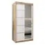 Schiebetürenschrank / Kleiderschrank Jan 01B mit Spiegel, Farbe: Eiche Sonoma / Weiß matt - Abmessungen: 200 x 100 x 62 cm ( H x B x T)