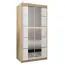 Schiebetürenschrank / Kleiderschrank Jan 01D mit Spiegel, Farbe: Eiche Sonoma / Weiß matt - Abmessungen: 200 x 100 x 62 cm (H x B x T)