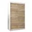 Schiebetürenschrank / Kleiderschrank Jan 02A, Farbe: Weiß matt / Eiche Sonoma - Abmessungen: 200 x 120 x 62 cm ( H x B x T)