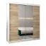 Schiebetürenschrank / Kleiderschrank Jan 04D mit Spiegel, Farbe: Weiß matt / Eiche Sonoma - Abmessungen: 200 x 180 x 62 cm (H x B x T)