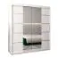 Schiebetürenschrank / Kleiderschrank Jan 04D mit Spiegel, Farbe: Weiß matt - Abmessungen: 200 x 180 x 62 cm (H x B x T)