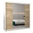 Schiebetürenschrank / Kleiderschrank Jan 05D mit Spiegel, Farbe: Weiß matt / Eiche Sonoma - Abmessungen: 200 x 200 x 62 cm (H x B x T)