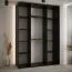 Kleiderschrank Tharo mit Schiebetüren, Weiß/Schwarz gehalten, viel Stauraum, 235,2 x 160 x 45 cm, auch für Wohnzimmer geeignet, Anti Staubbürsten