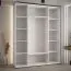 Kleiderschrank Tharo in Weiß/Eiche mit Schiebetüren, 235,2 x 200 x 45 cm, viel Stauraum, Metallgriffe in Schwarz, moderne Optik, Anti Staubbürsten