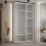 Schiebetürenschrank Tharo in Weiß/Eiche, auch für Wohnzimmer geeignet, 235,2 x 130 x 45 cm, Anti Staubbürsten, Metallgriffe in schwarz, robust