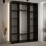 Kleiderschrank Tharo mit Schiebetüren, Weiß/Schwarz gehalten, viel Stauraum, 235,2 x 160 x 45 cm, auch für Wohnzimmer geeignet, Anti Staubbürsten